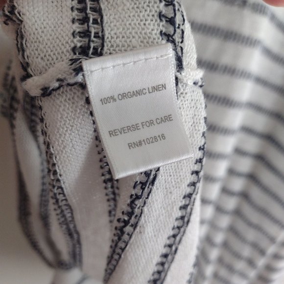 Garnet Hill Organic Linen Sweater XL Oversize whitish beige with black stripes - Picture 9 of 11